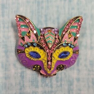 Colorful Cat Face Brooch
